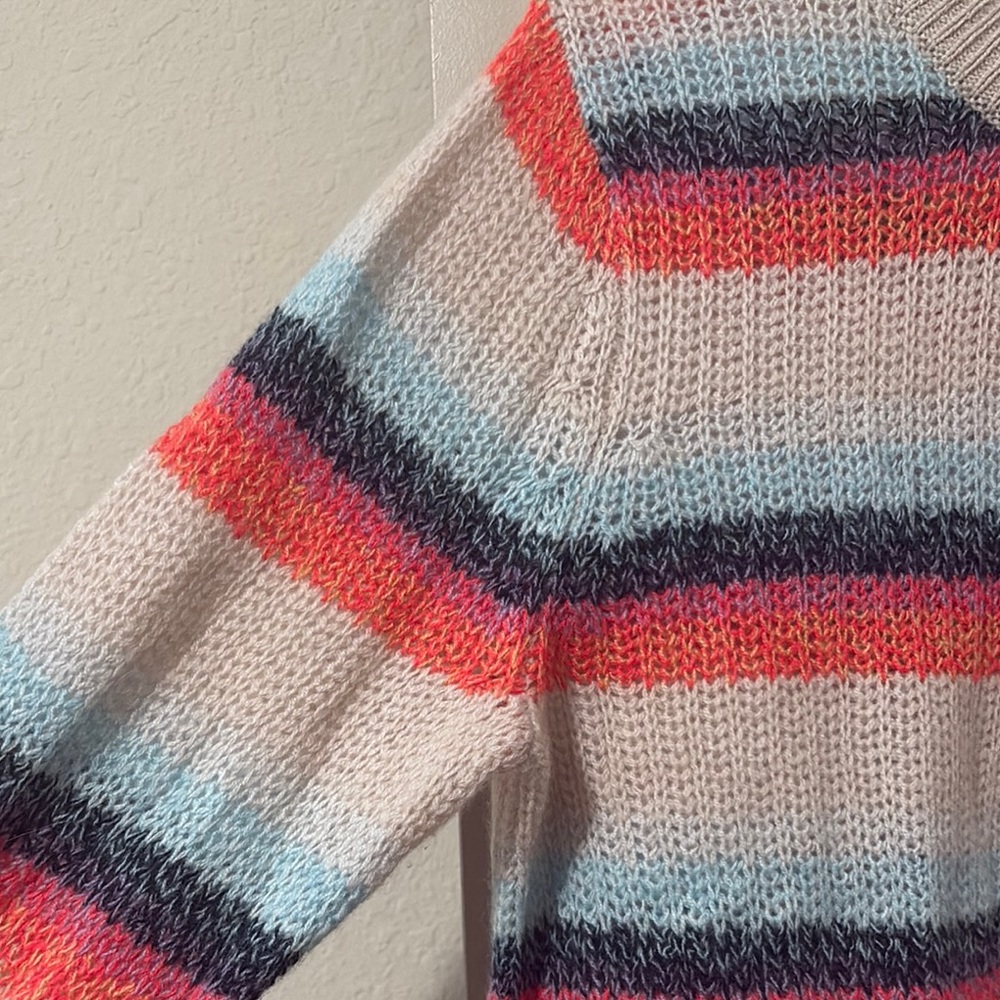 White + Warren Striped Multicolor Cashmere Sweater lavender/pink/blue sz S - Picture 7 of 13
